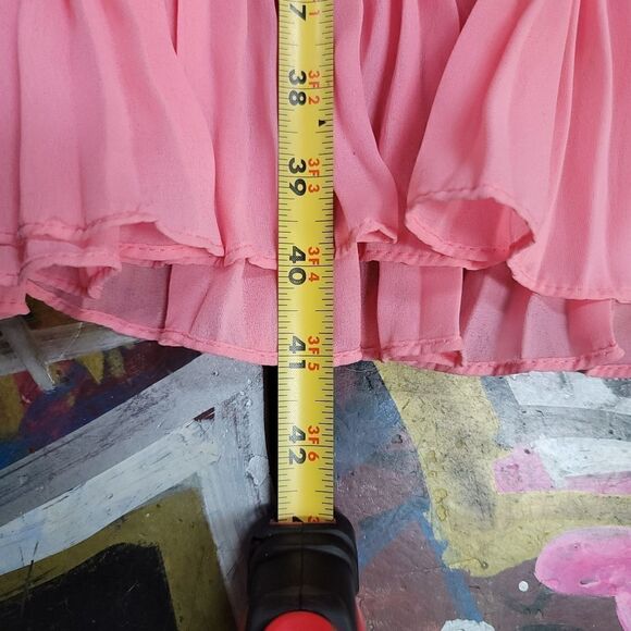 Vintage Star World Pink Pleated Dress with floral lace detail - style 2206 - Picture 7 of 10